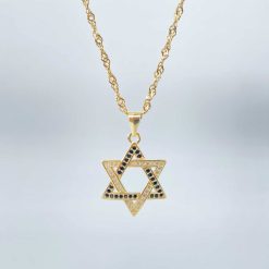 שרשרת מגן דוד שחור לבן - ארז תכשיטים