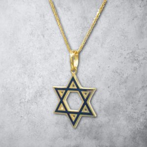 שרשרת זהב לגבר - מגן דוד בגוון שחור