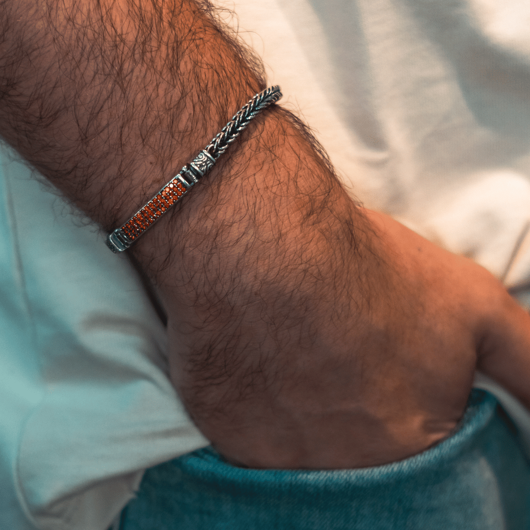 צמיד לגבר משובץ - ארז תכשיטים