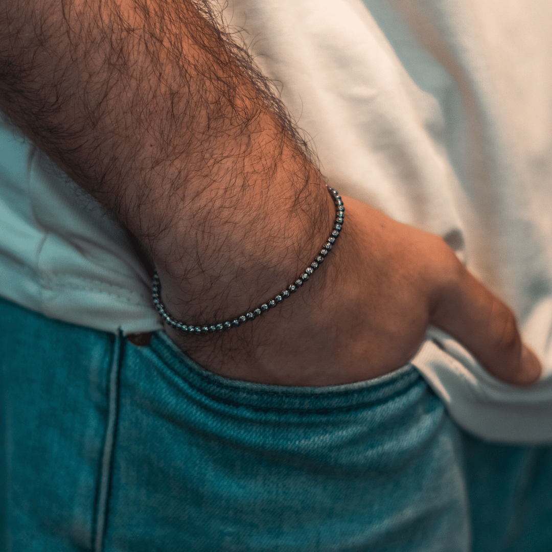 צמיד חיתוך יהלום איטלקי כסף מושחר