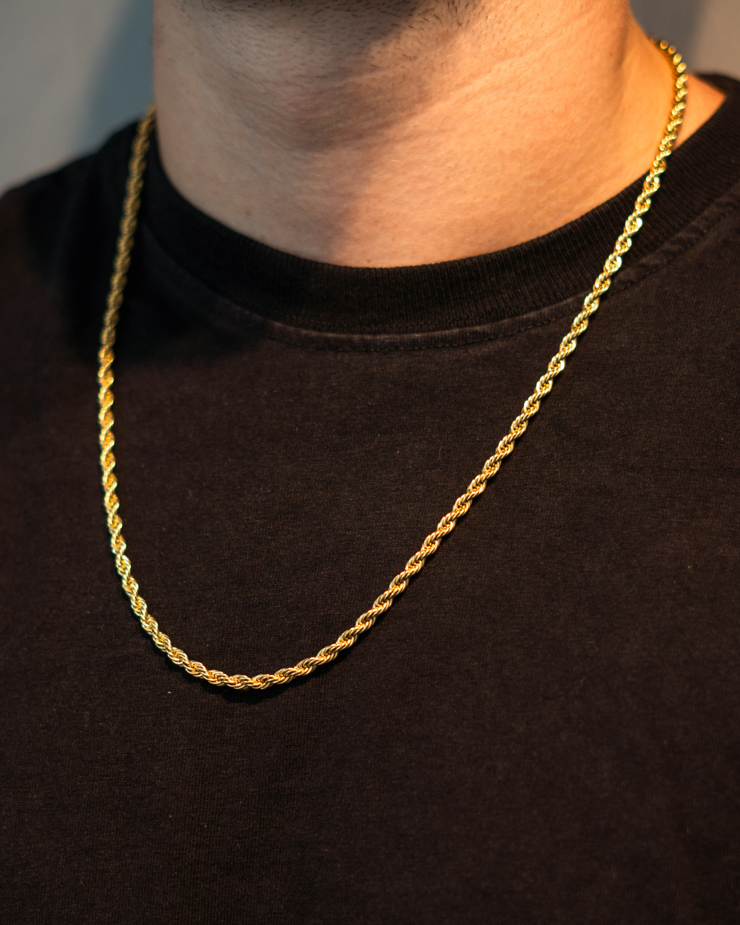 שרשרת חבל עבה לגבר – זהב עם אופיה - ארז תכשיטים