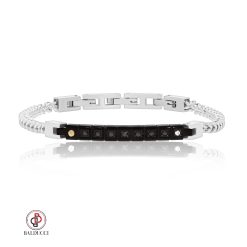 BALDUCCI - צמיד לגבר - BLACK + DIAMONDS + 18K GOLD