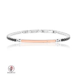 BALDUCCI - צמיד לגבר - BLACK TENNIS - ROSE GOLD + DIAMOND