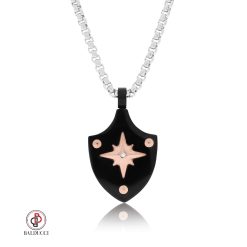 BALDUCCI - שרשרת לגבר - BLACK SHIELD + DIAMOND