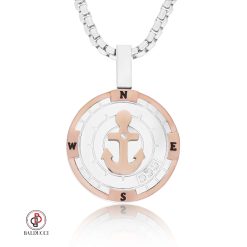BALDUCCI - שרשרת לגבר - SILVER ANCHOR COMPASS + DIAMOND