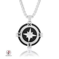 BALDUCCI - שרשרת לגבר - SILVER COMPASS + DIAMOND