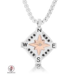 BALDUCCI - שרשרת לגבר - SILVER SQUARE COMPASS + DIAMOND